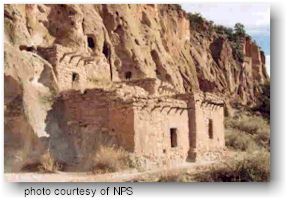 Pueblo dwellings at Bandelier National Monument